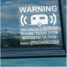 6 x Personalised with CRiS VIN Number-Caravan Dummy Fake GPS Tracking System Device Unit-RV Security Alarm Warning Window Stickers-Police Monitored Vinyl Signs